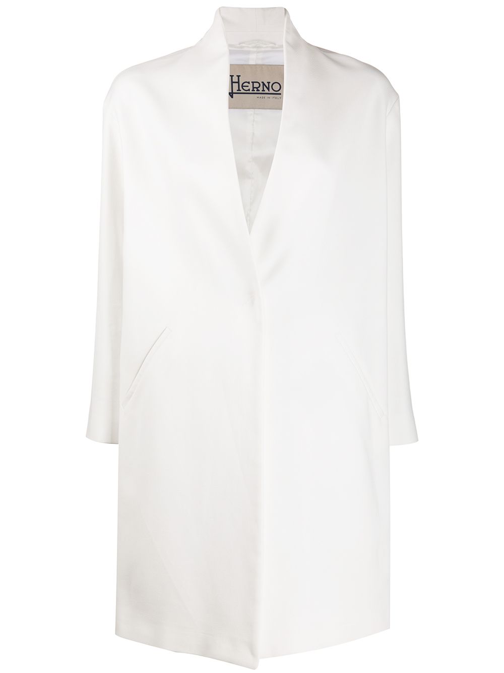 Inverted-lapel single breasted coat - White