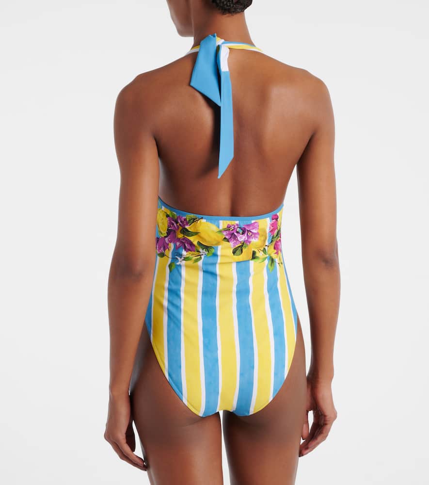 Printed halterneck swimsuit