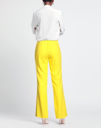 Woman Pants Yellow Size 12 Virgin Wool, Polyamide