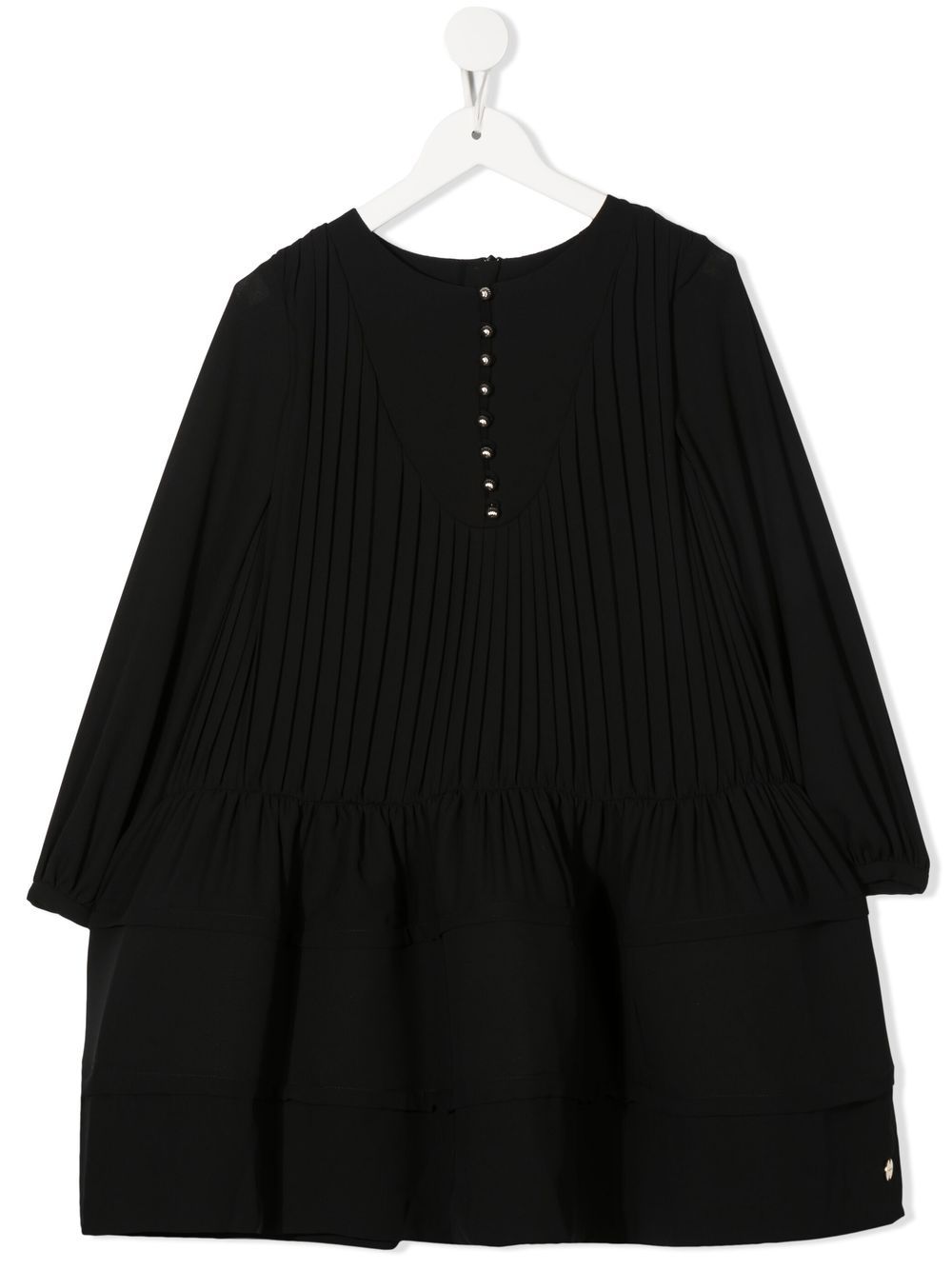 Crepe-textured midi dress - Black