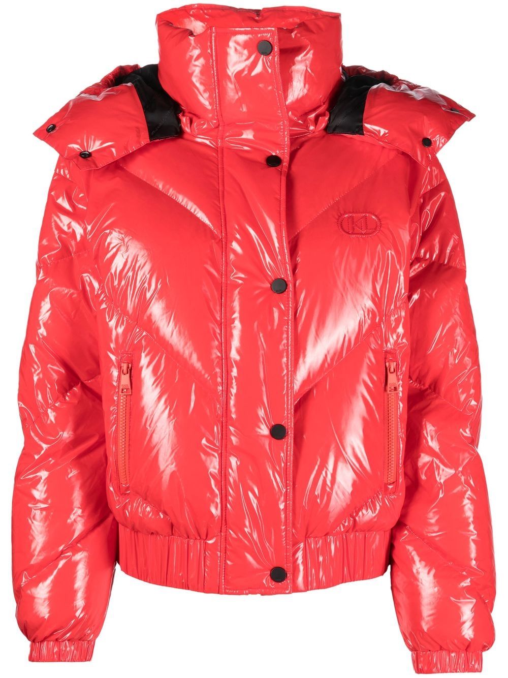 Padded funnel neck jacket - Red