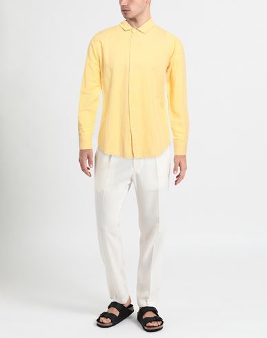 Man Shirt Yellow Size M Linen, Cotton
