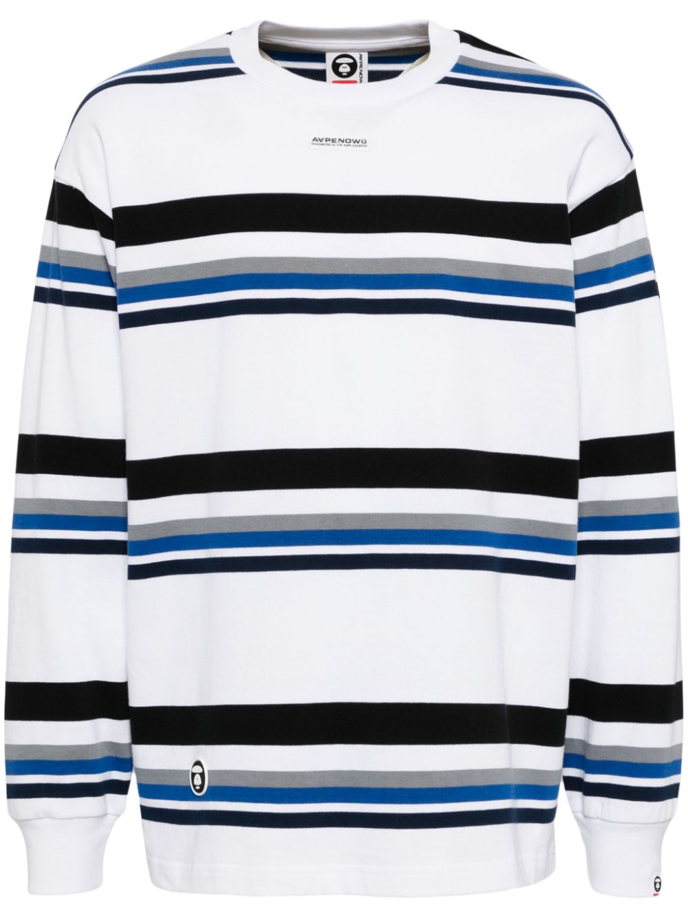 Horizontal-stripes long-sleeves T-shirt - White