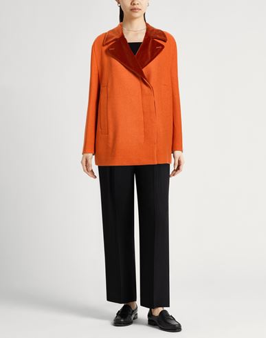 Malìparmi Woman Coat Orange Size 10 Wool, Polyamide, Viscose, Cotton