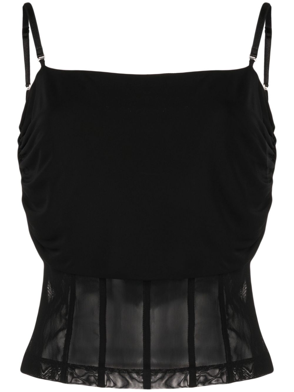 Semi-sheer sleeveless top - Black