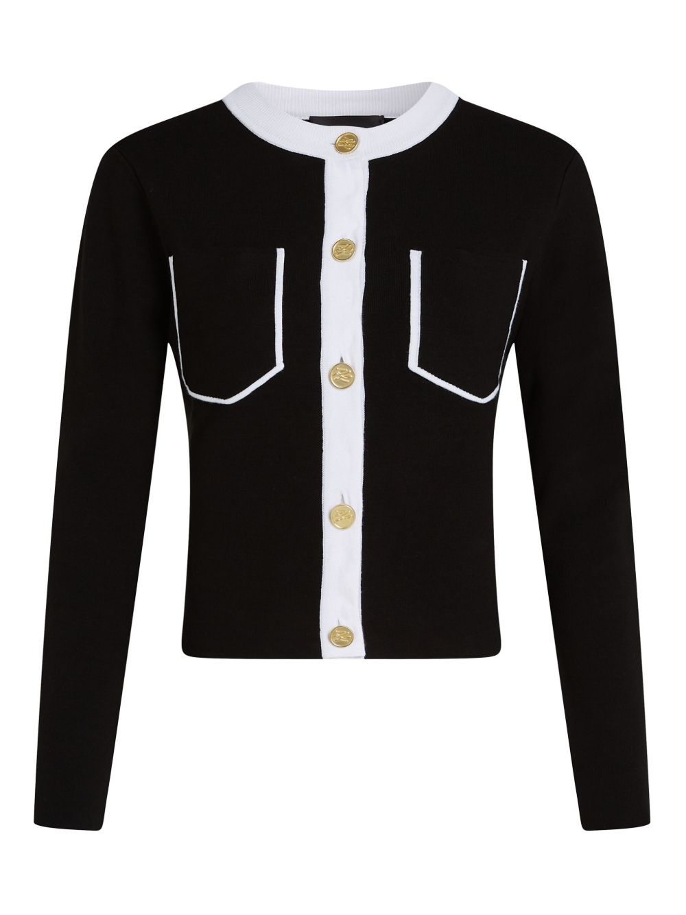 Contrast-piping cardigan - Black