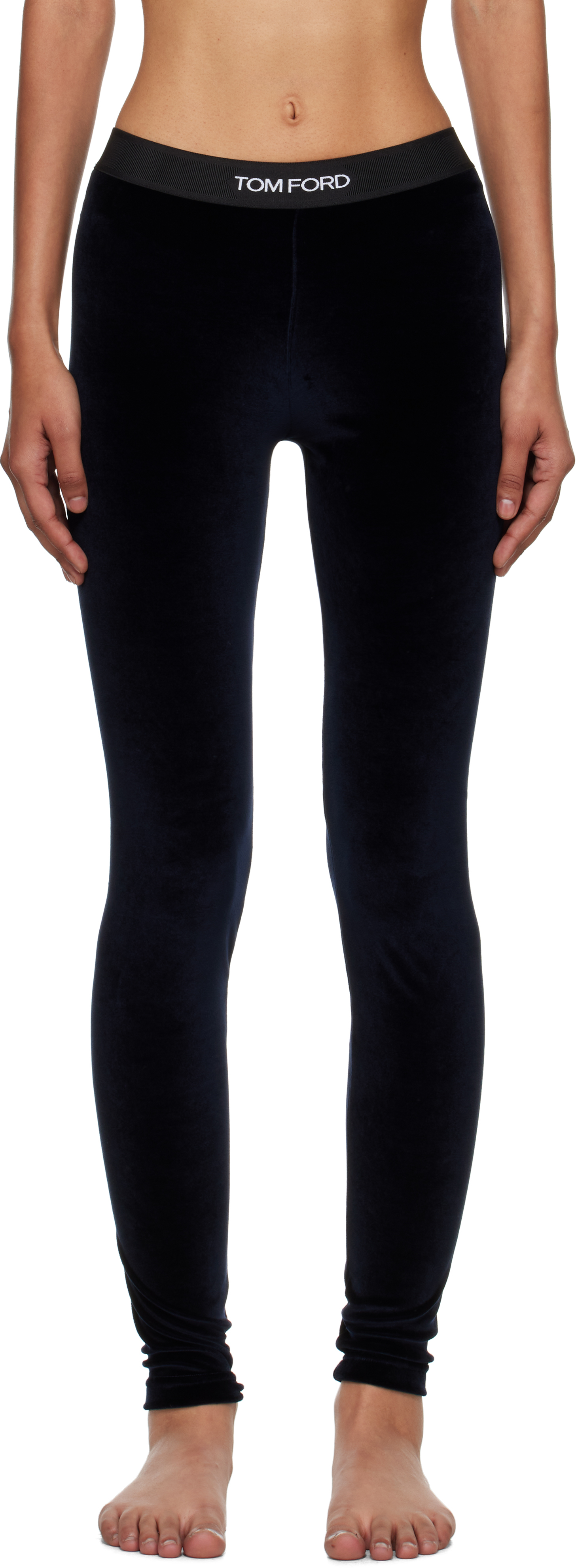 Navy Lustrous Velour Signature Leggings
