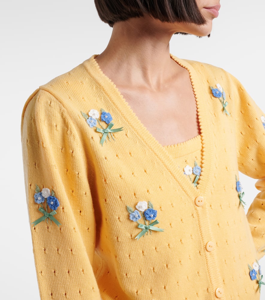 Merinda embroidered pointelle wool cardigan
