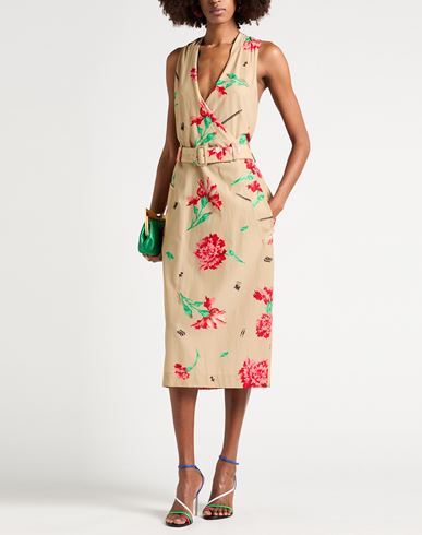 Couture Woman Midi dress Beige Size 6 Cupro, Cotton