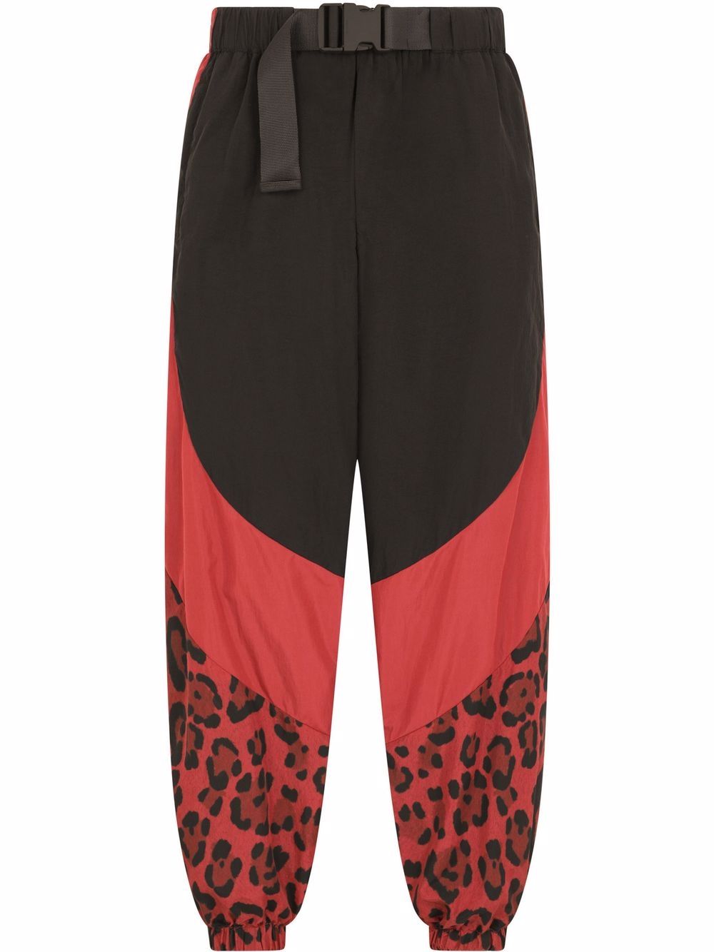 Panelled leopard-print trousers - Black