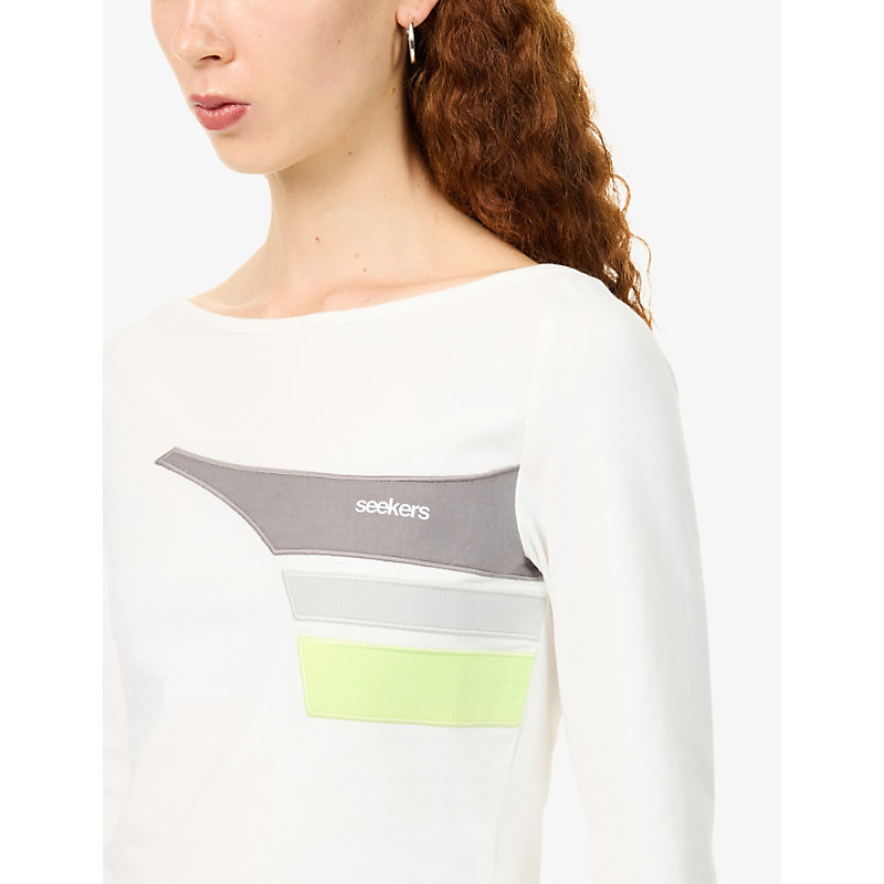 Womens Seekola Boat-Neck Stretch-Cotton Top