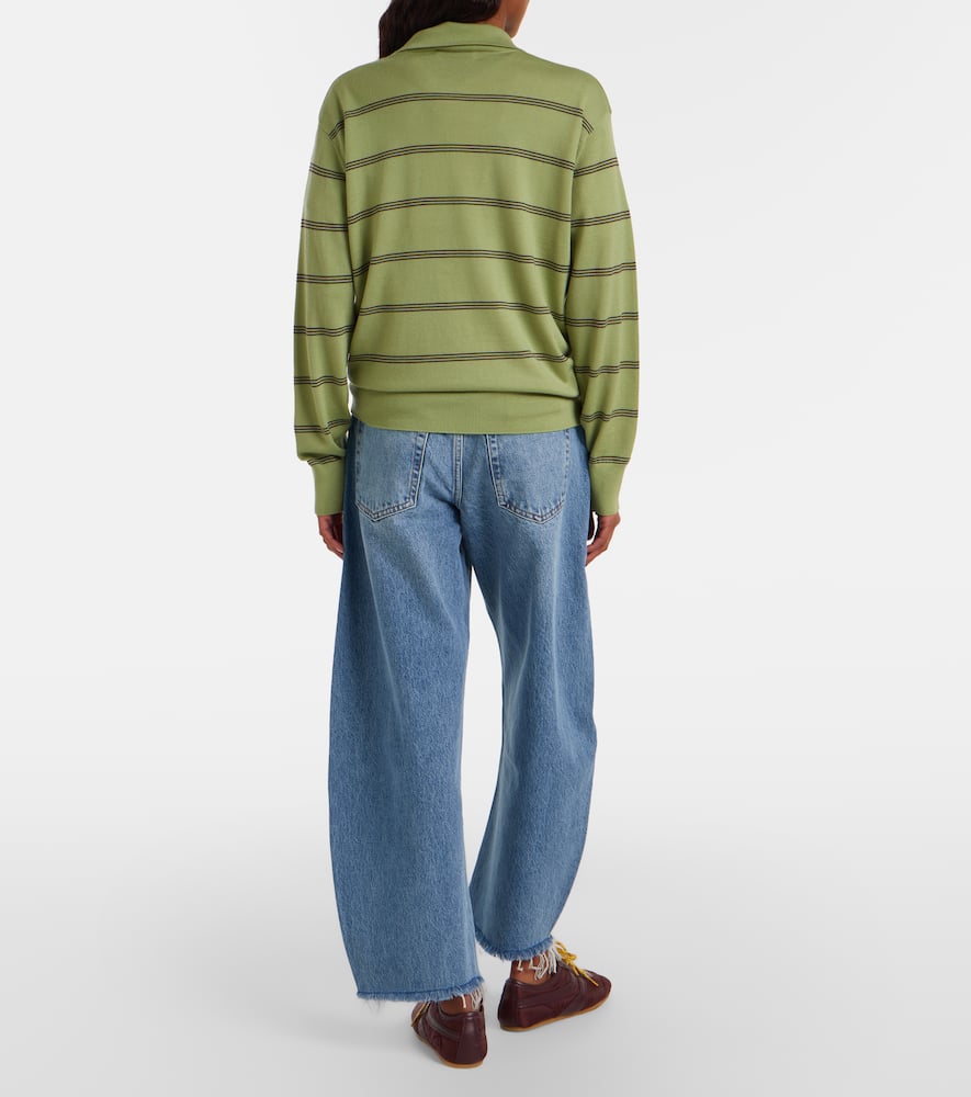 Bubble cropped barrel-leg jeans