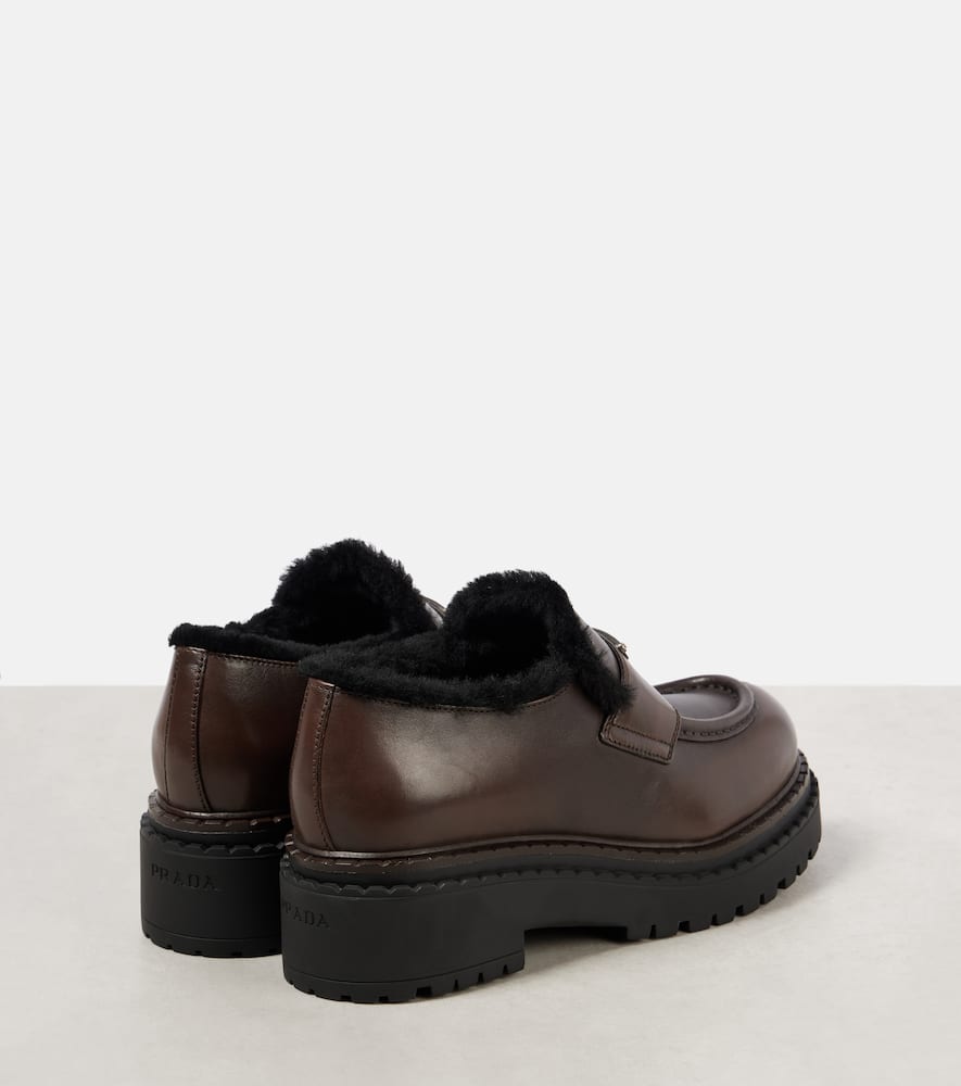 Shearling-lined brushed leather loafers