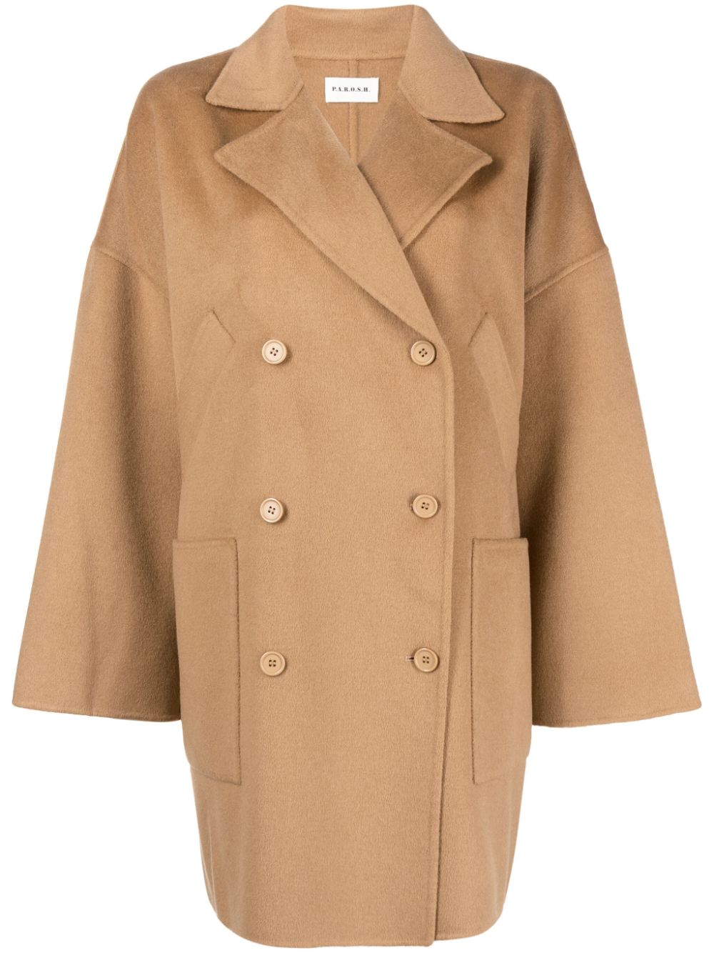 Double-breasted cashmere coat - Brown