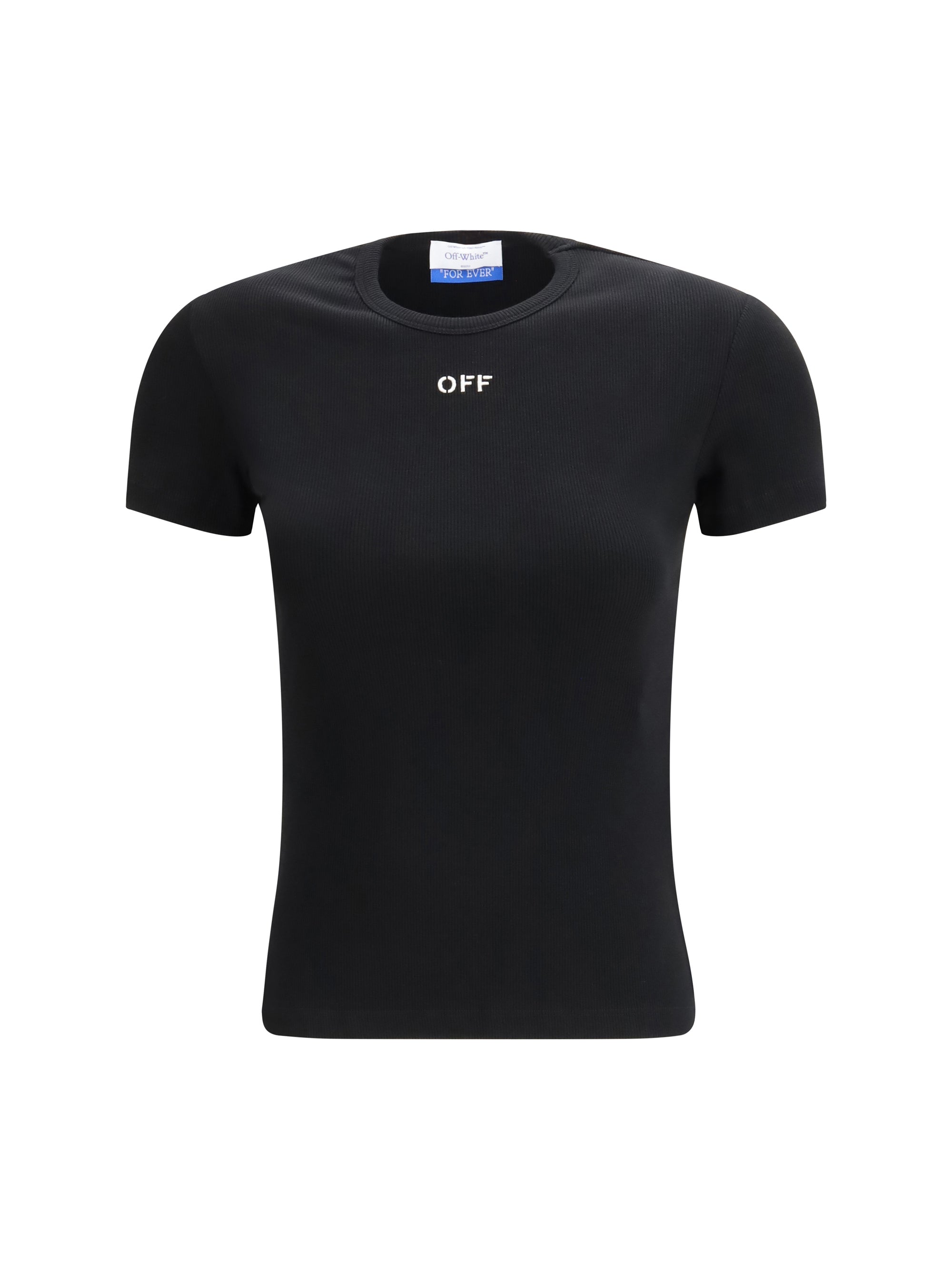 Embroidered Logo Rib T-Shirt — Black