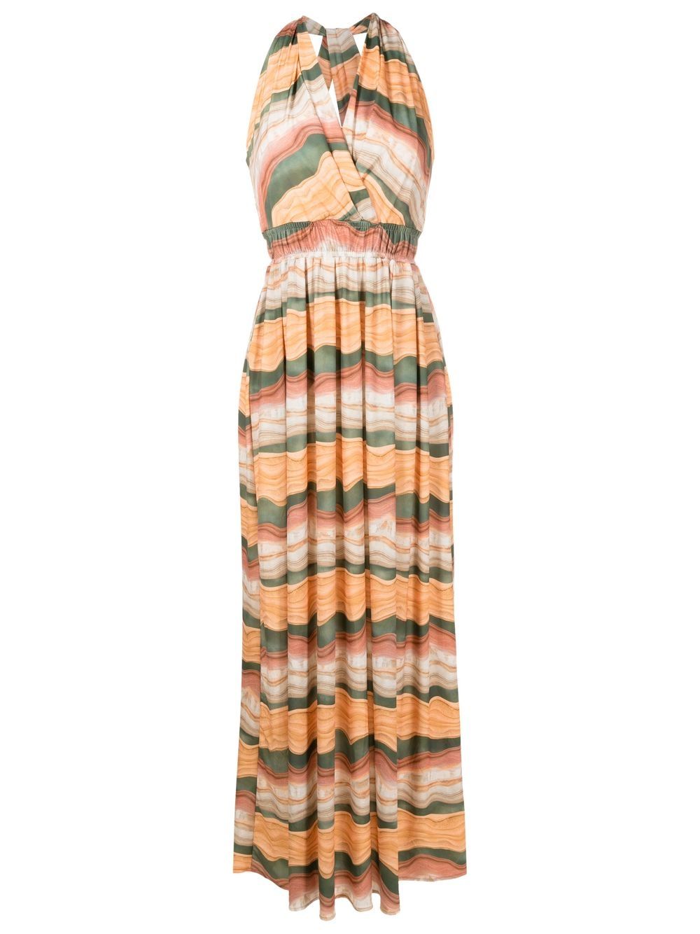 Venus waisted long dress - Brown