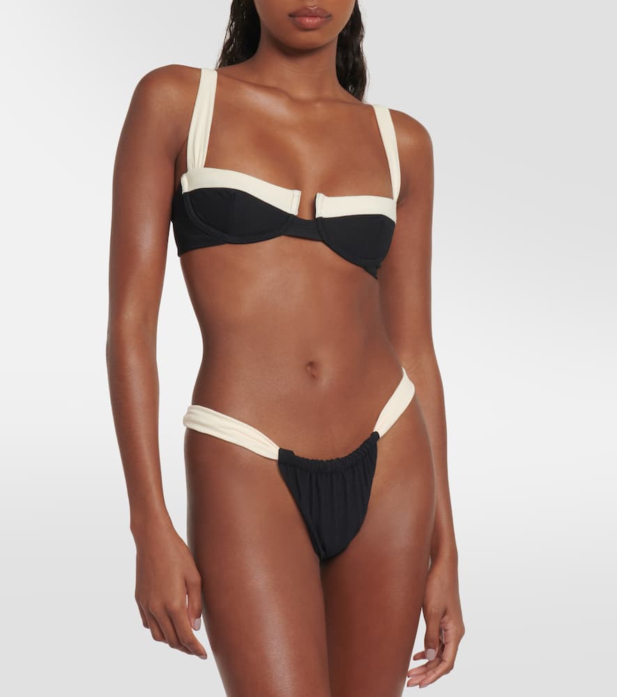Faux-suede high-leg bikini bottoms