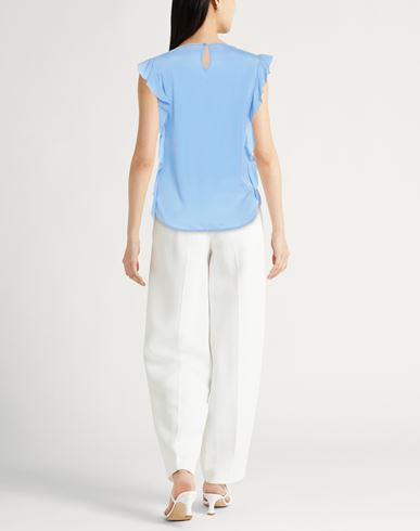 Woman Top Light blue Size 6 Silk, Elastane