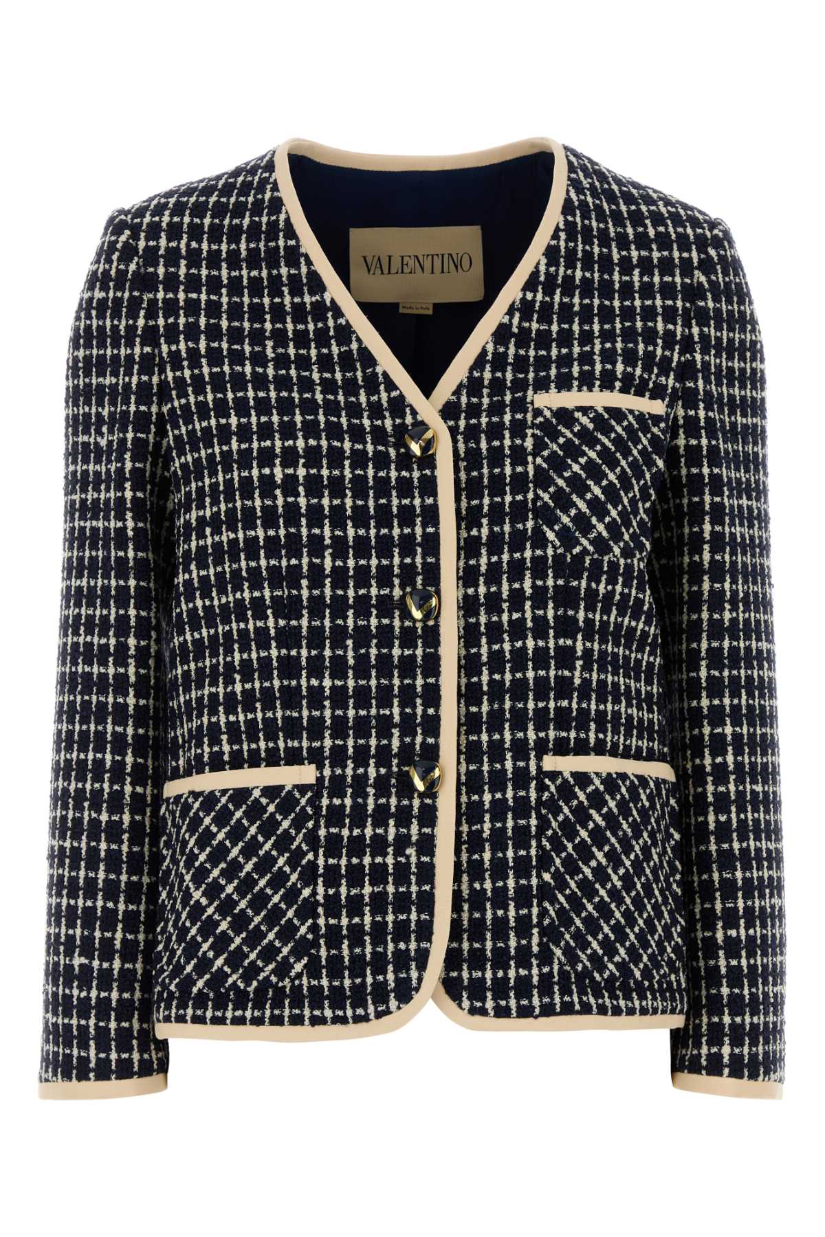 Tweed with Contrast Trim Blazer — Black