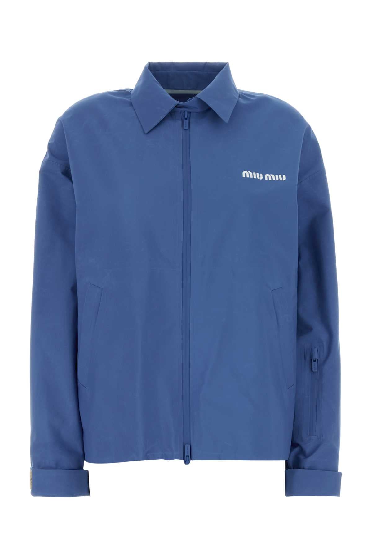 Tech Fabric Windbreaker Jacket — Blue