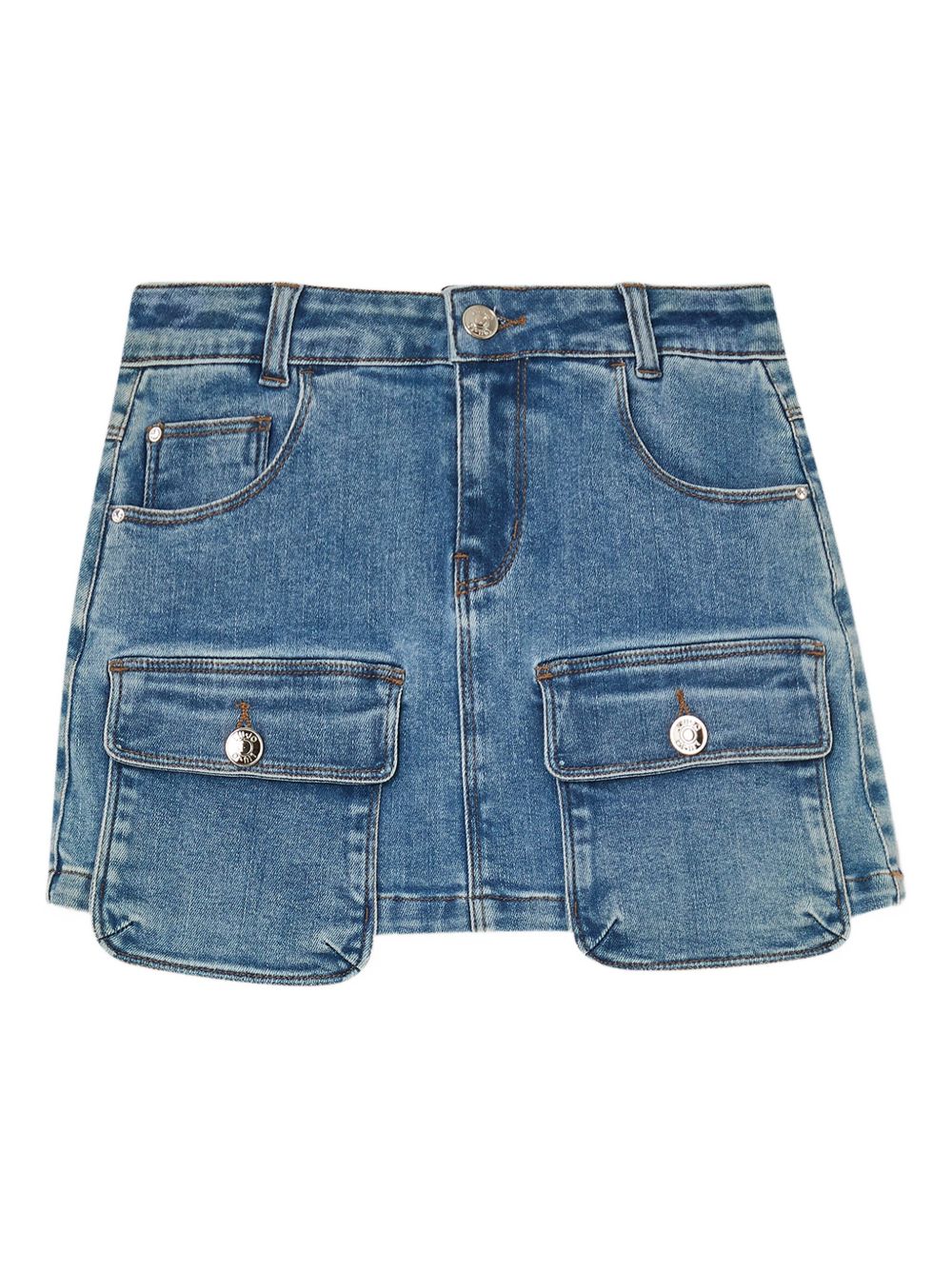 Denim mini skirt with patch pockets - Blue