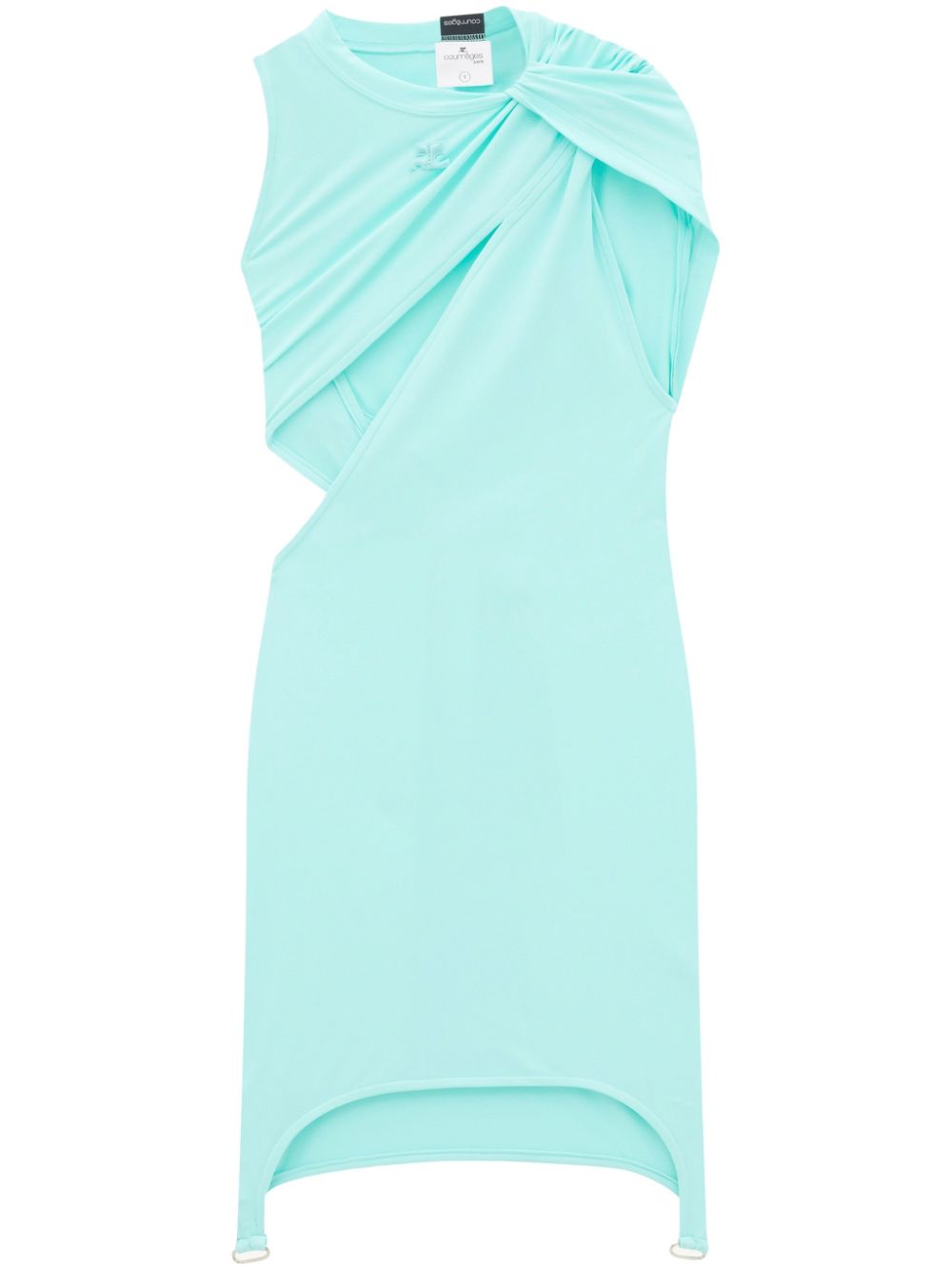 Cut-out gathered mini dress - Blue