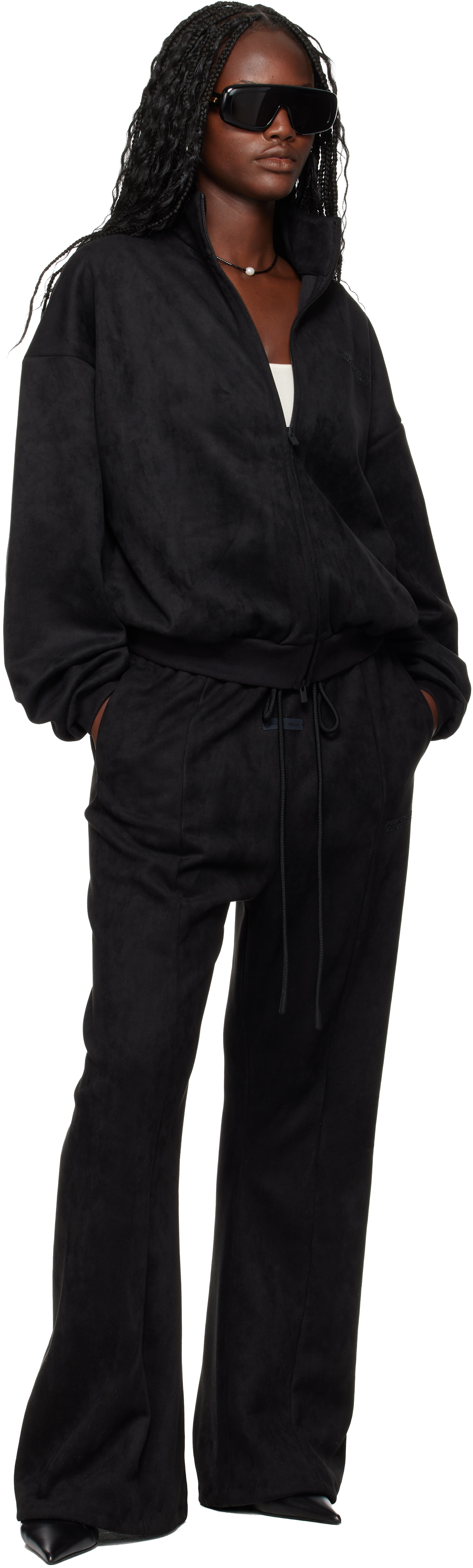 Gray Holiday Faux-Suede Fleece Flare Lounge Pants