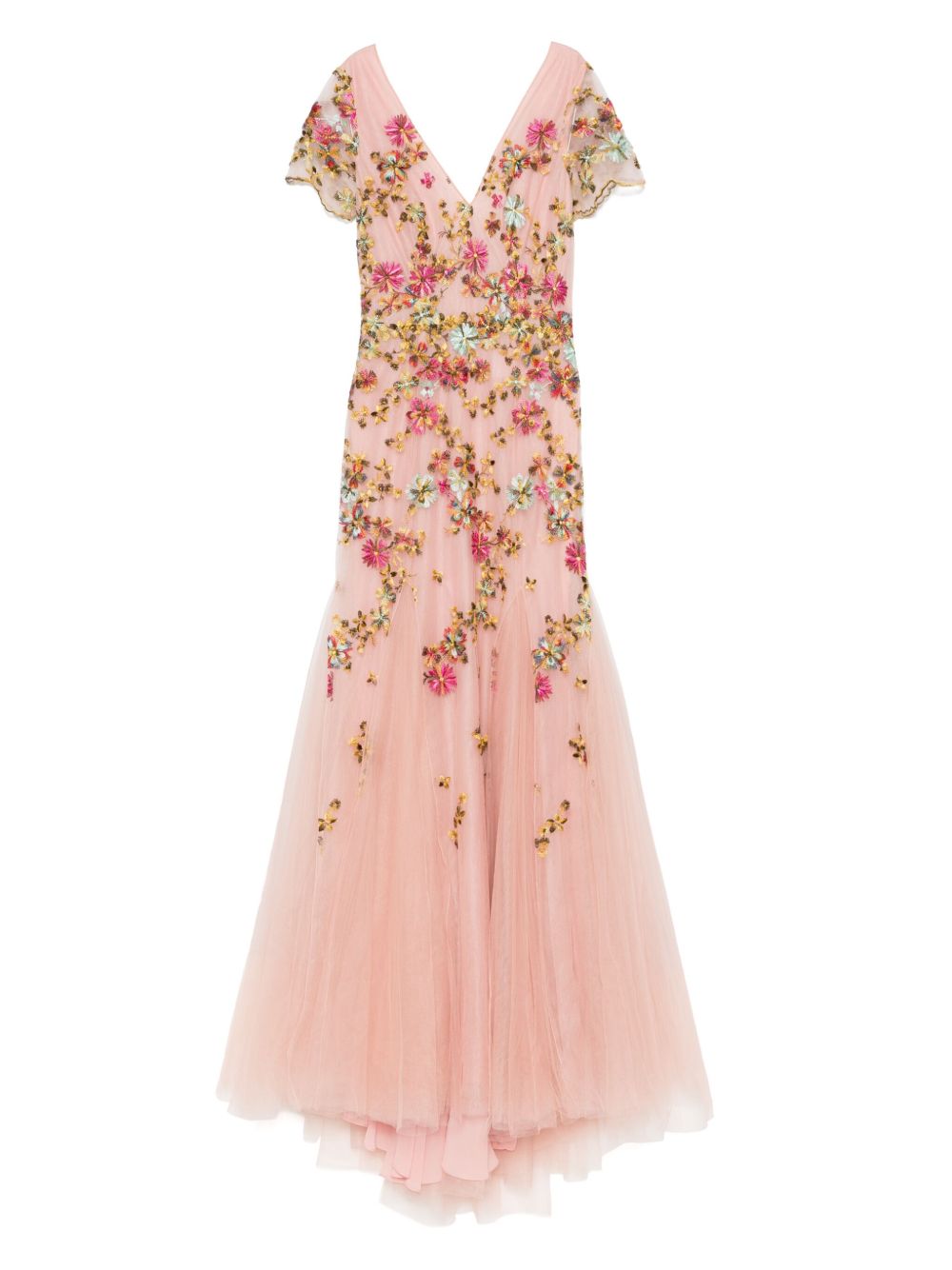Costarellos embroidered tulle midi dress - Pink