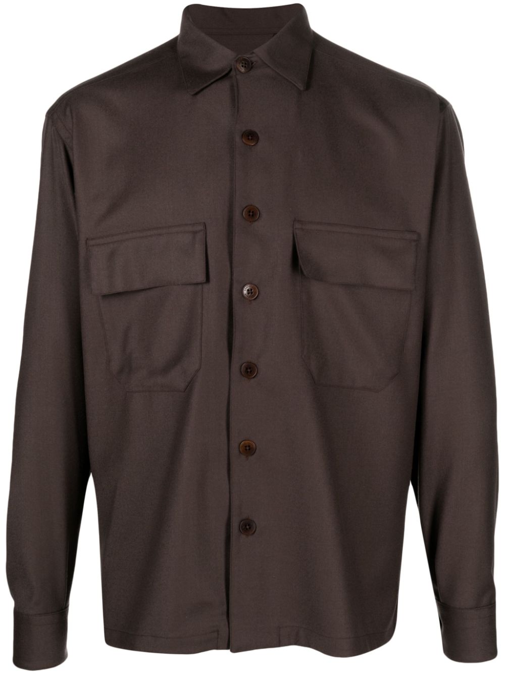 Long-sleeve virgin wool shirt - Blue