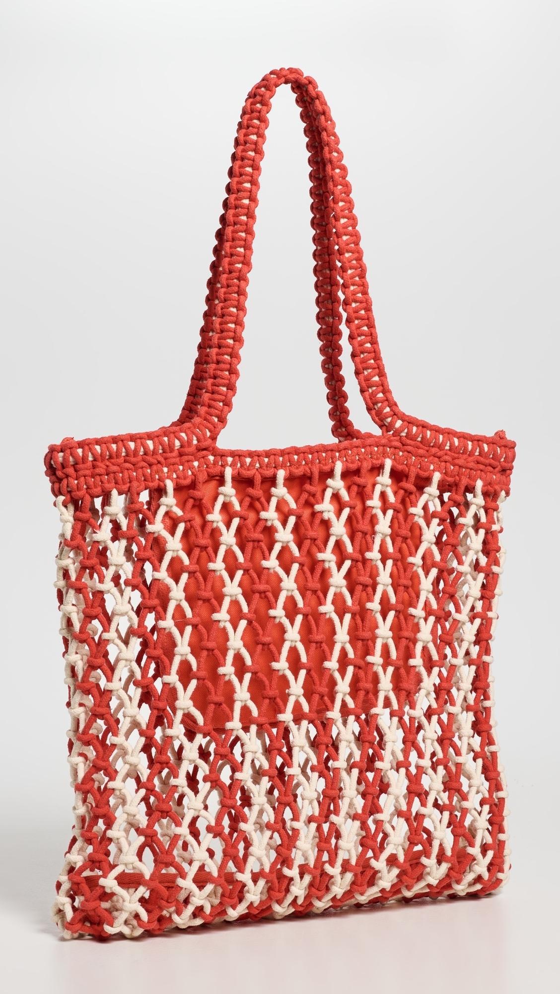 Sunwashed Macrame Tote Poppy Red One Size