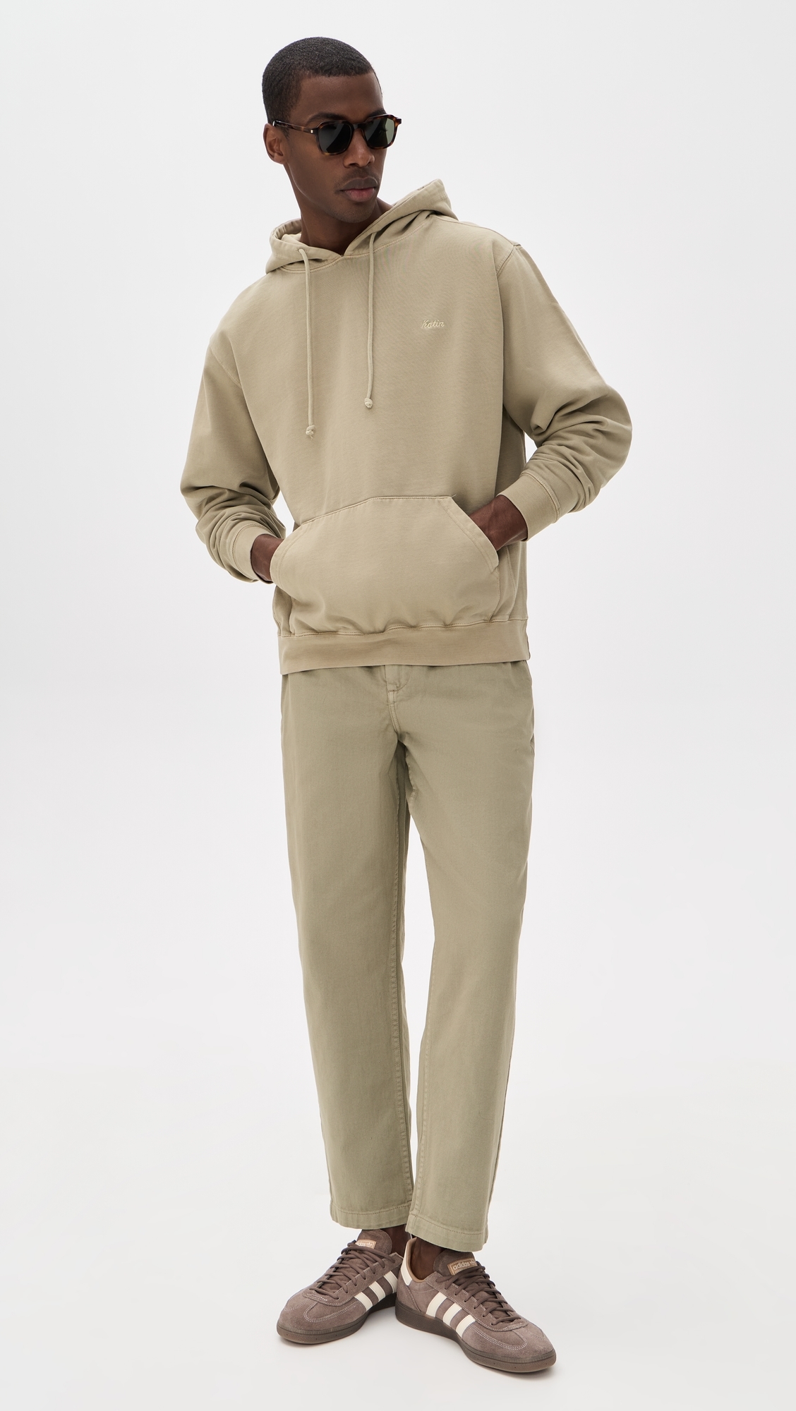 Hooded Fleece Sweatshirt Vintage Khaki