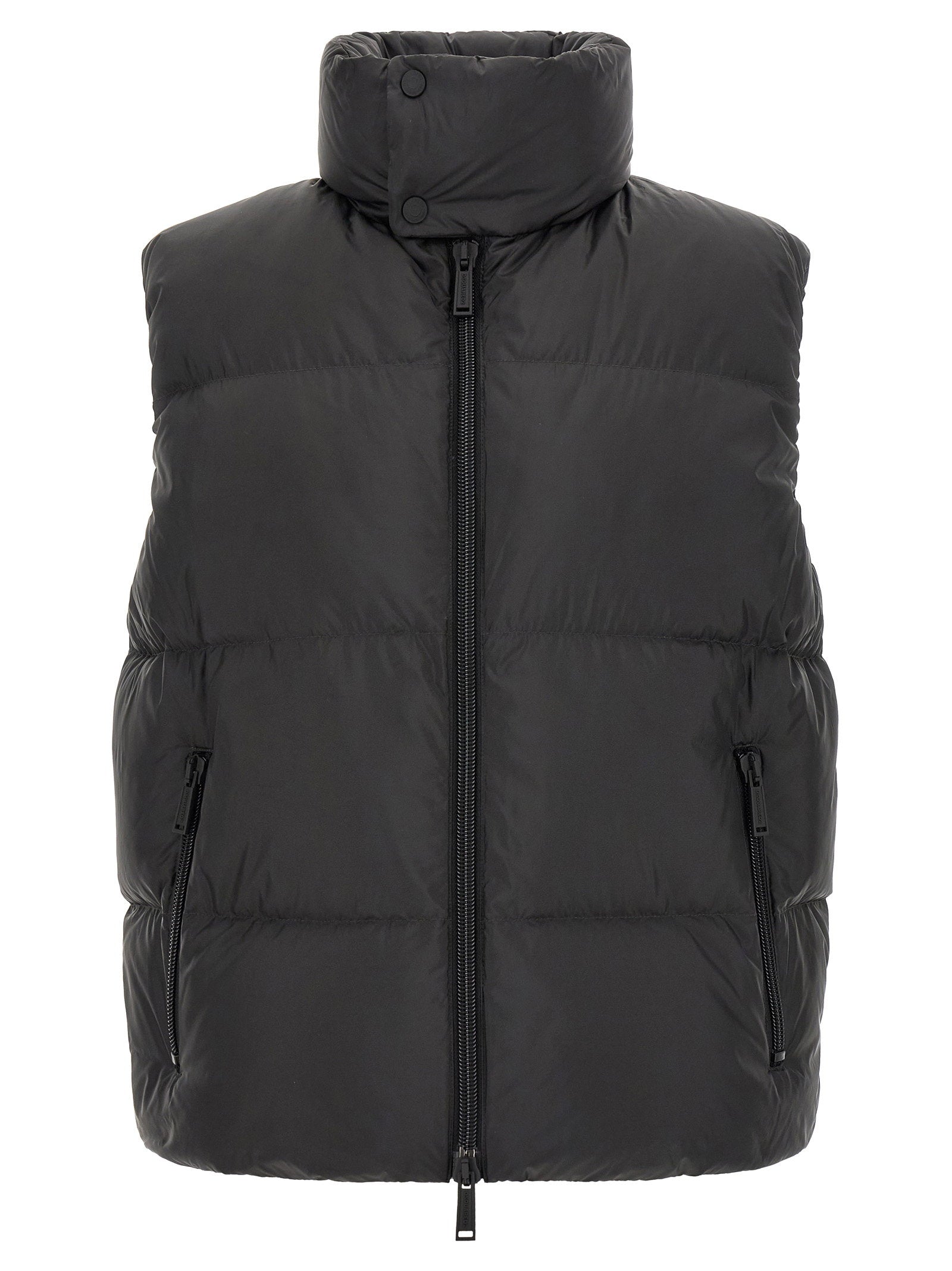Quilted Logo Vest — Black