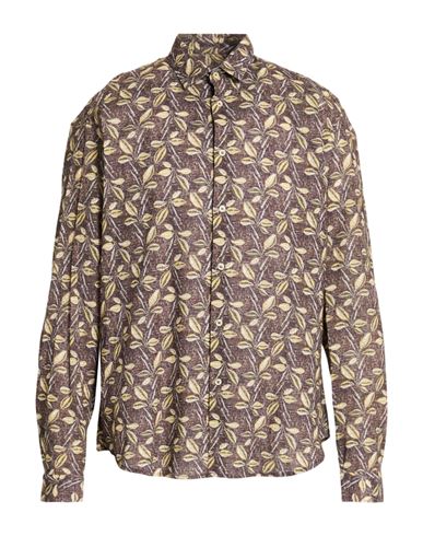 Man Shirt Dark brown Size S Cotton, Linen
