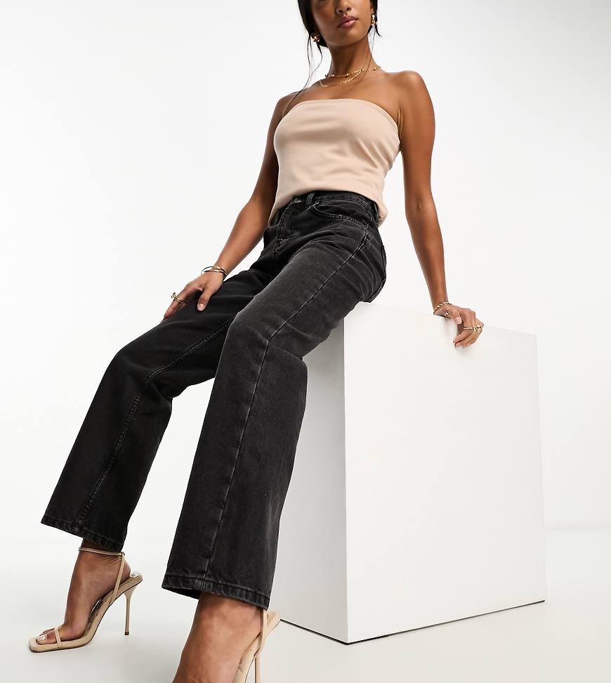 ASOS DESIGN Hourglass mid rise straight jeans in black