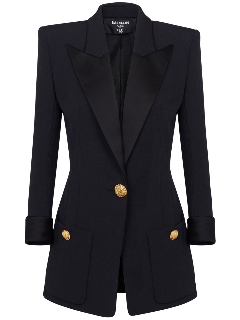 Peak-lapel wool blazer - Black