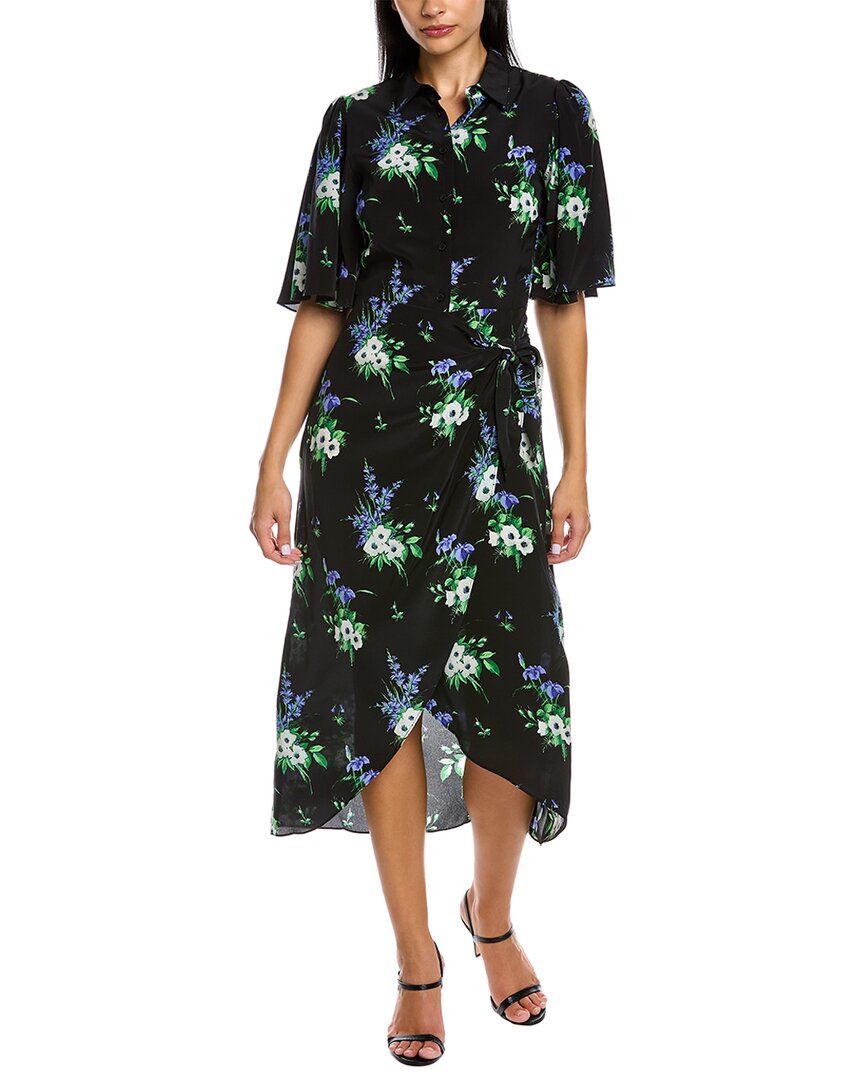 Flutter Sleeve Silk Midi Dress