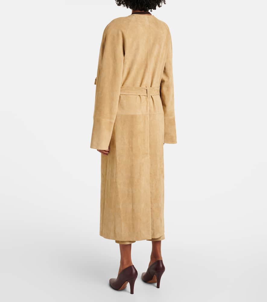 Dietrich suede-trimmed cotton-blend trench coat