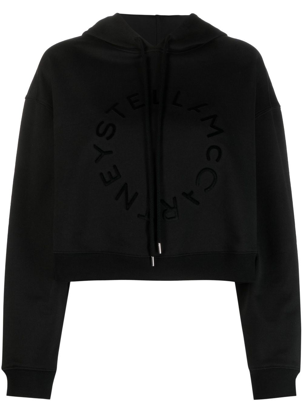 Logo-print cropped cotton sweatshirt - Black