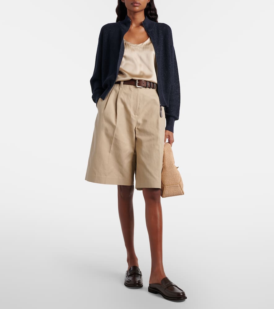 Cotton and linen shorts