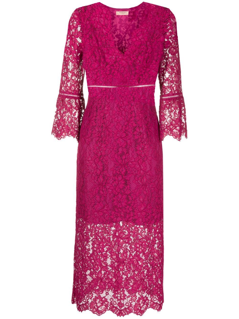 Macramé-lace midi dress - Pink