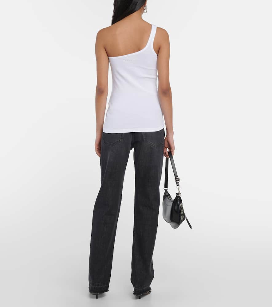 One-shoulder cotton tank top