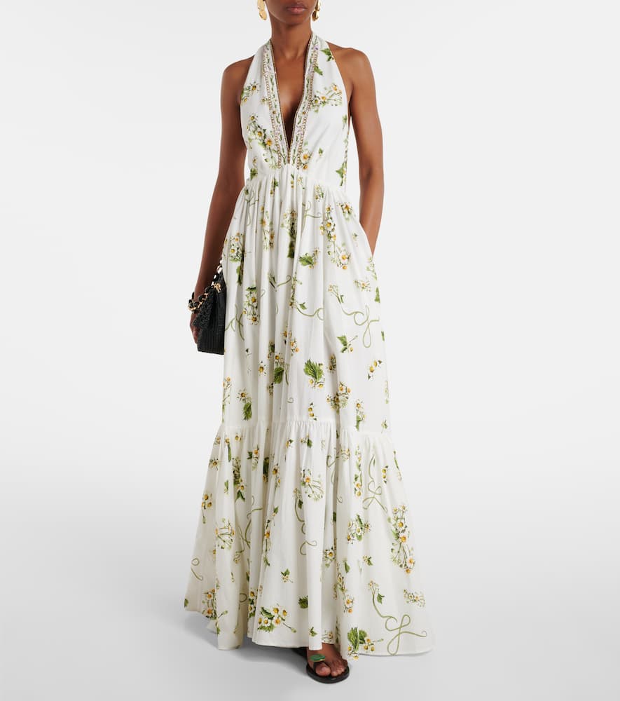 Embellished cotton maxi dress