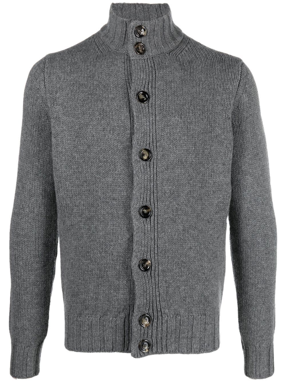 Dell'oglio high-neck ribbed cardigan - Grey