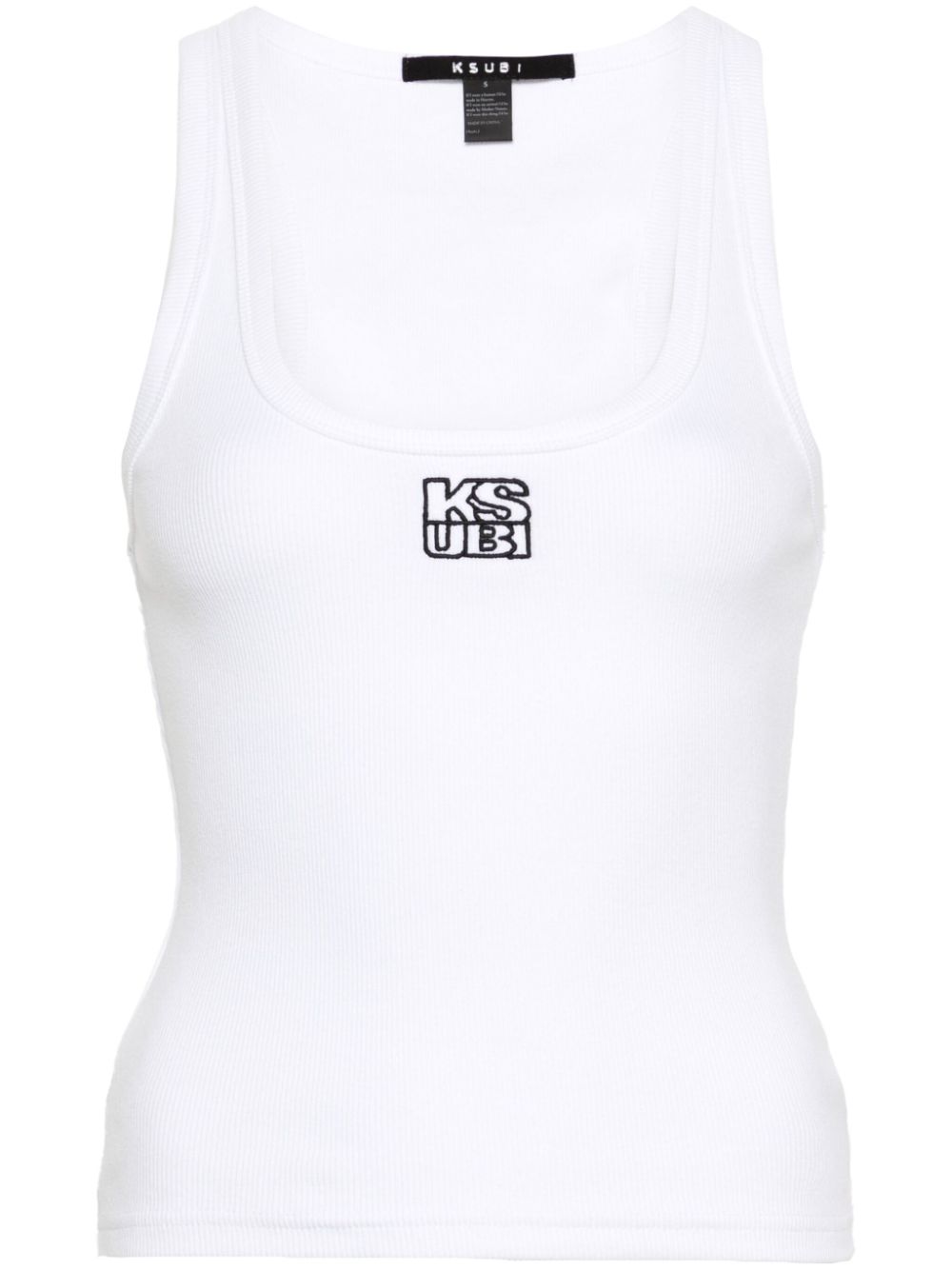 Stacked Origin ribbed tank top - White