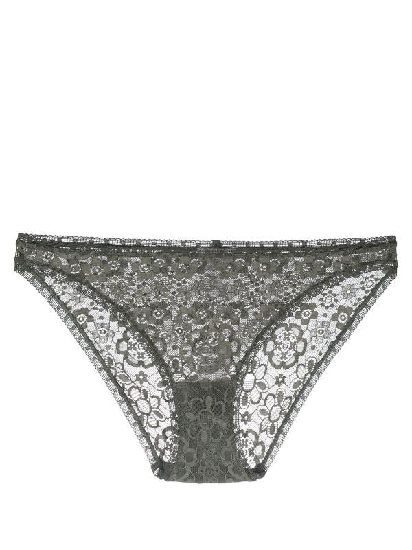 Floral Lace Briefs — Olive green