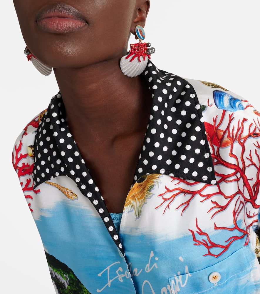 Capri printed silk satin shirt