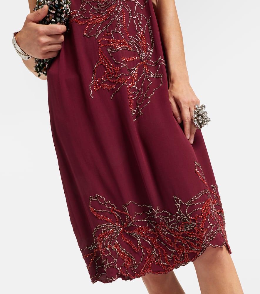 Beaded silk slip dress