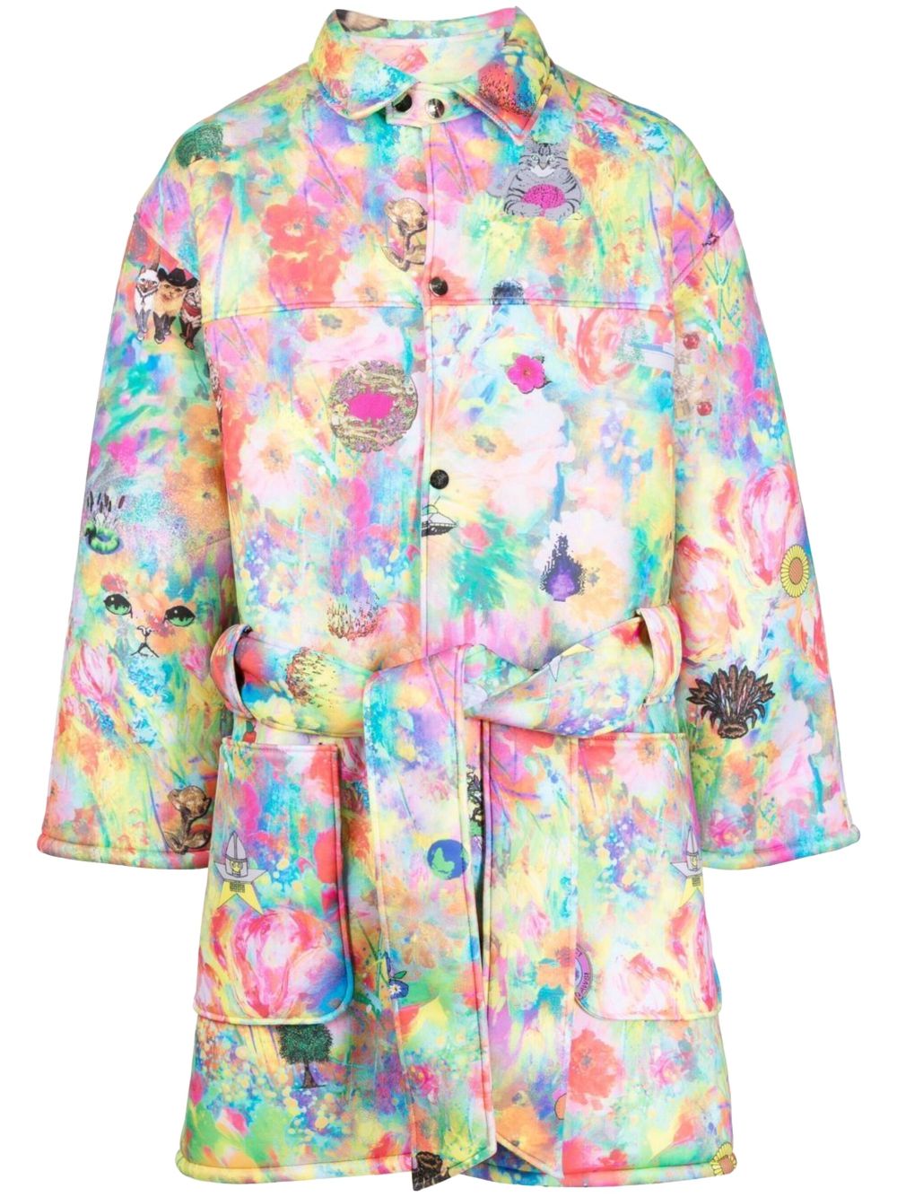 Graphic-print trench coat - Pink