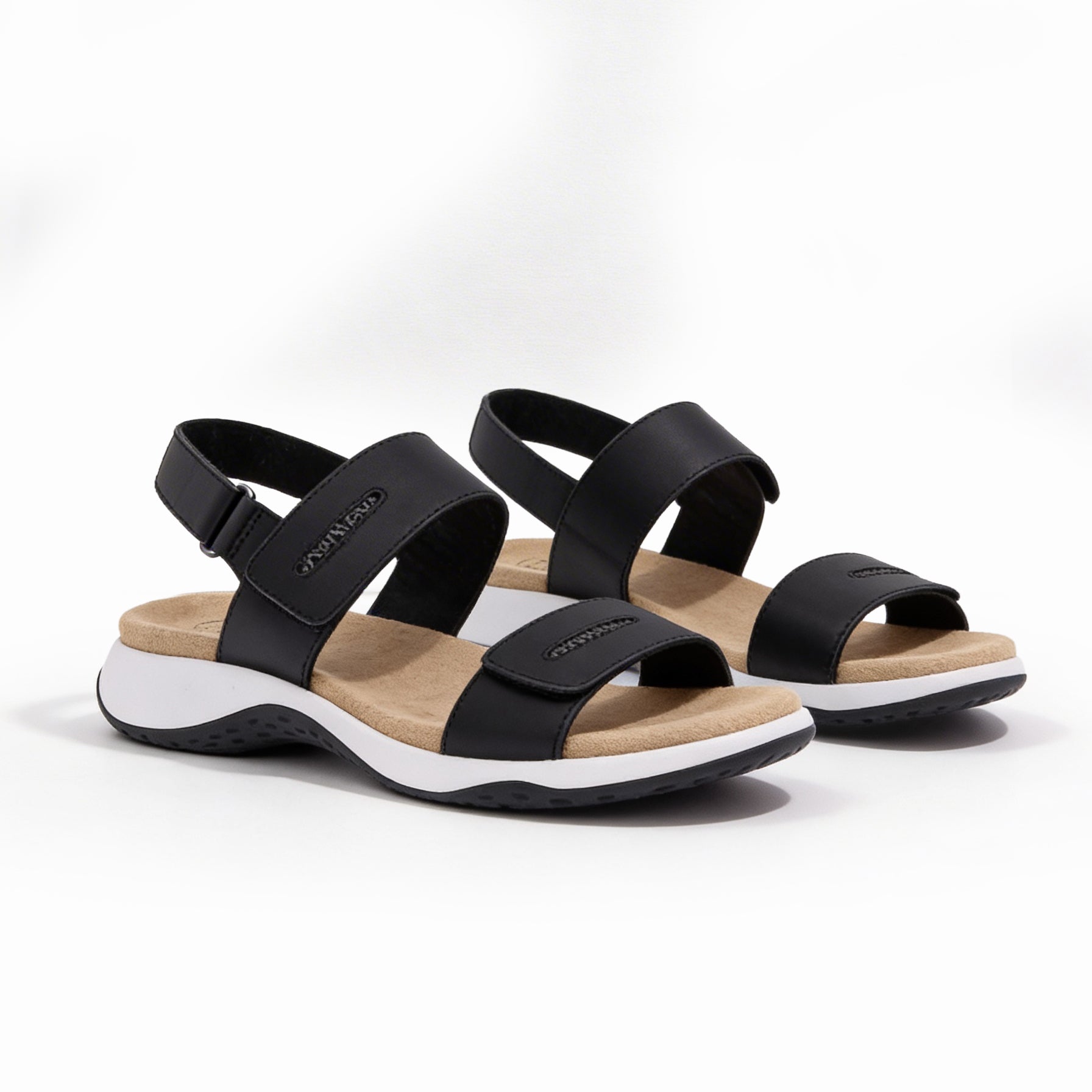 Free Spirit Grenada Womens Cross Strap Sandals Black Leather
