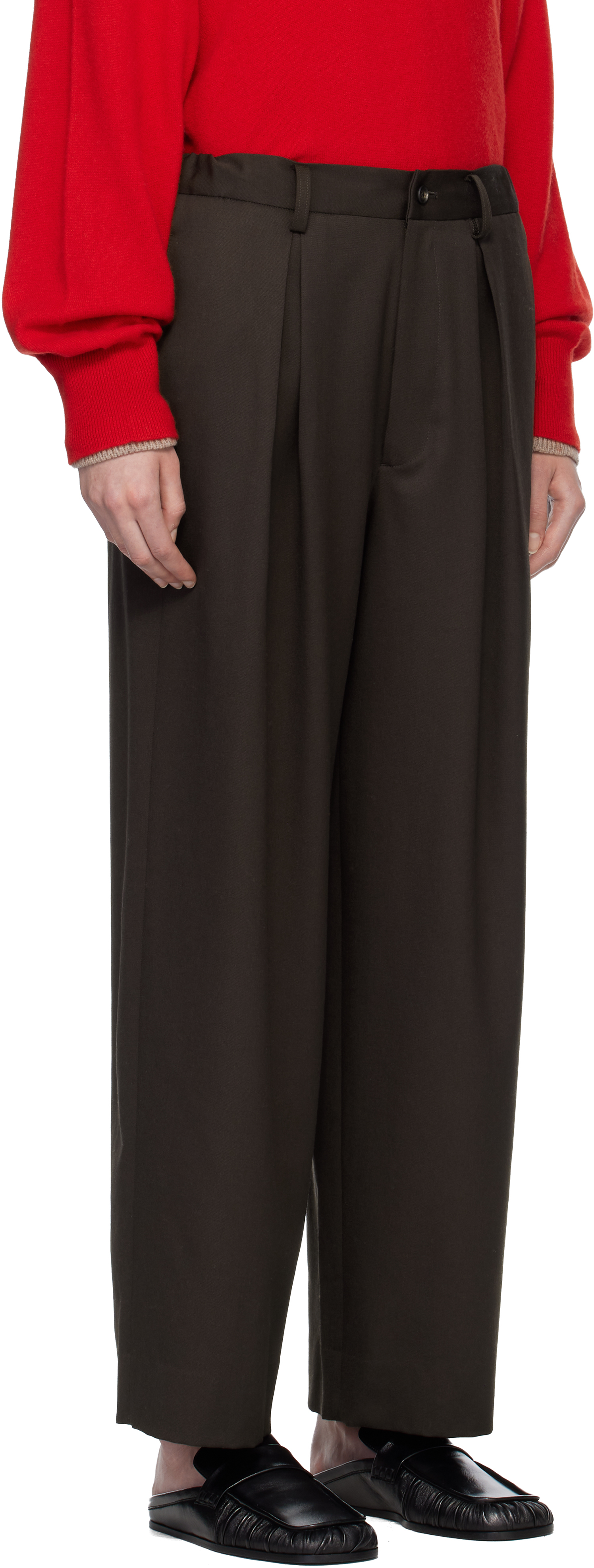 Brown Easy Wide Trousers